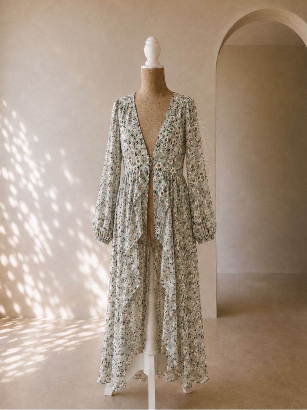 Altar'd State Green Floral Duster Dress